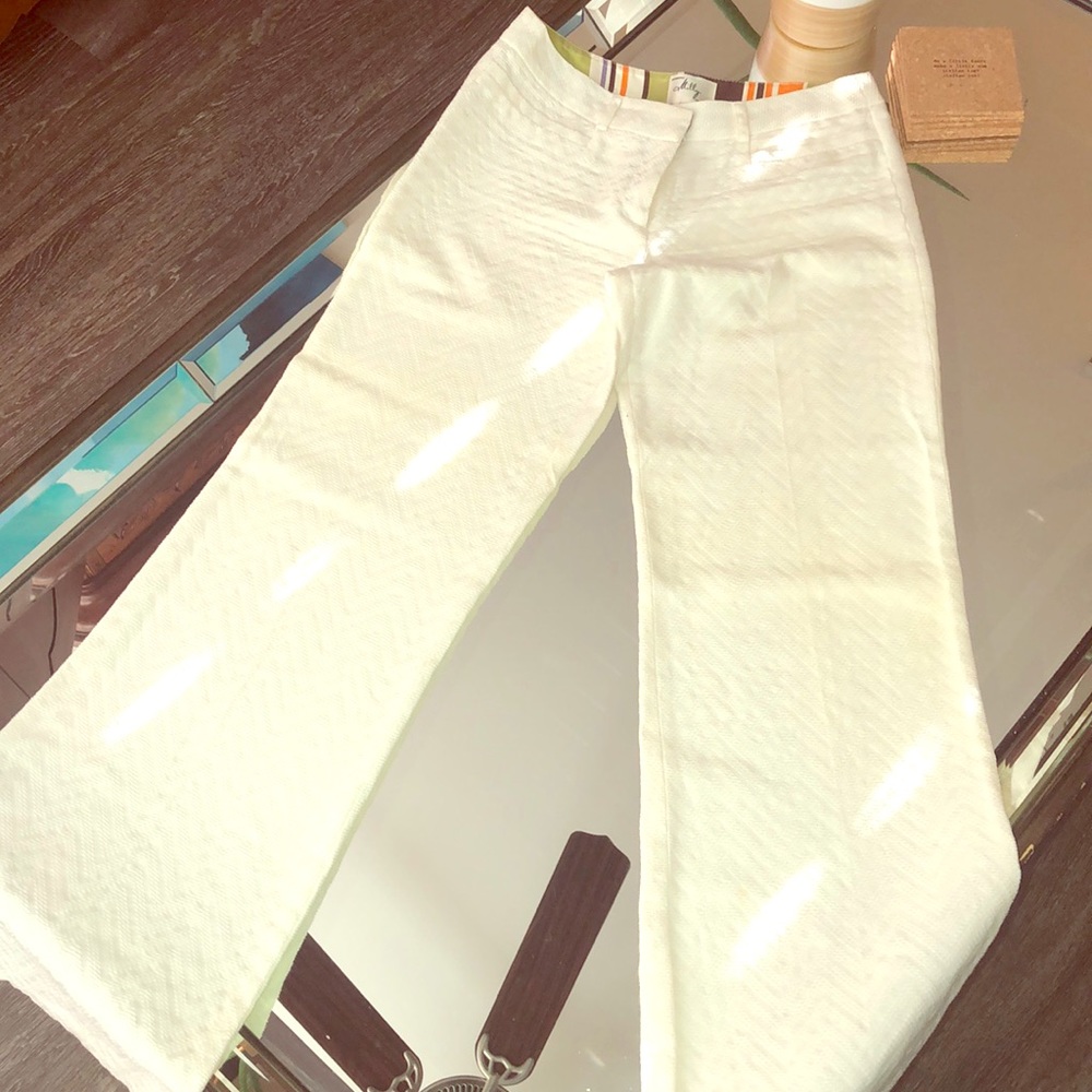 Milly high waisted, chevron textured dress pant